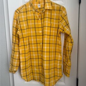 Gap Kids Long Sleeve Yellow/Blue Plaid Button Shirt
